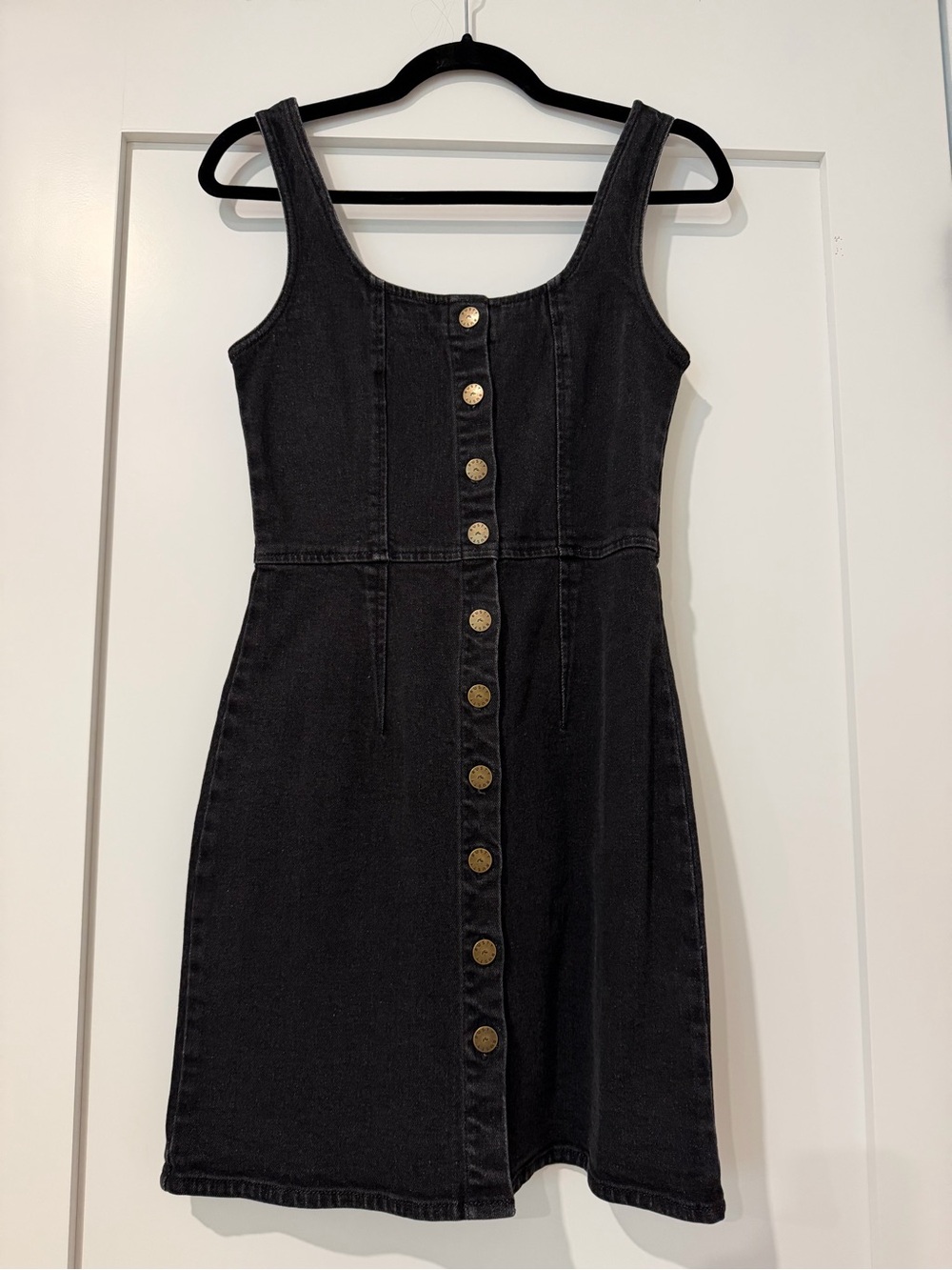 Rusty Black Sleeveless Button-Front Mini Dress
